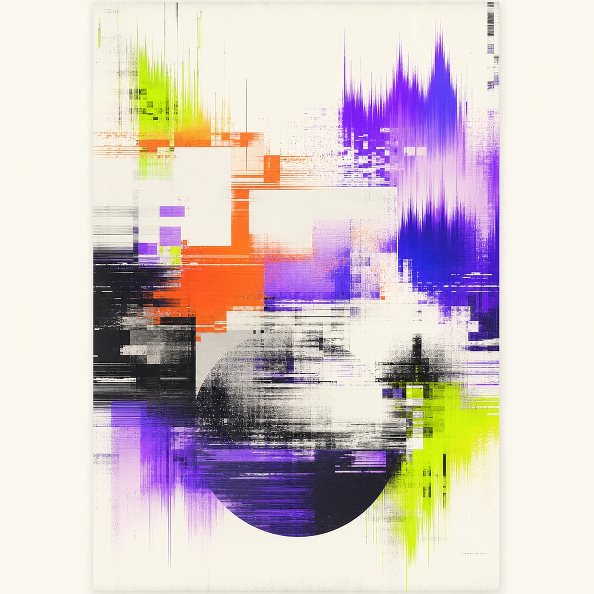 Signal Glitch Poster — A bright failure-state composition for experimental launches and low-res broadcasts.
